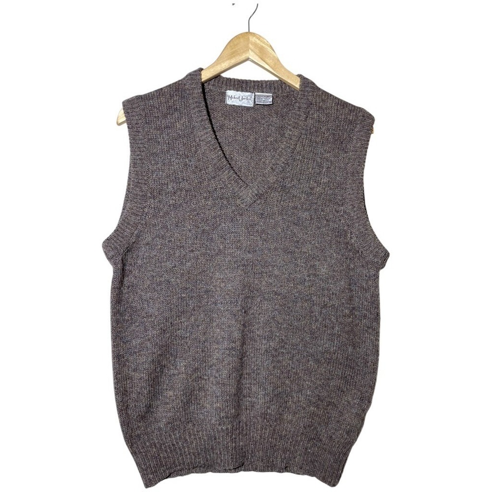 Vtg 90s Sweater Vest Men M Wool Brown Micheal Jordan Lowell Dreyfus Grandpa Y2K